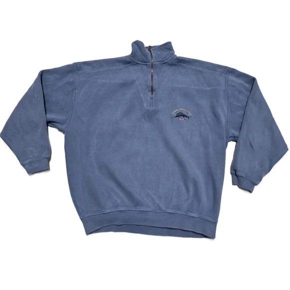 Tommy Bahama Relax 1/4 Zip Sweater Mens M Faded Blue Pullover Sweatshirt - Picture 3 of 13